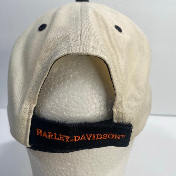 Harley Davidson Baseball Cap Beige Orange Logo Bar Shield Patch Hat - Picture 8 of 13